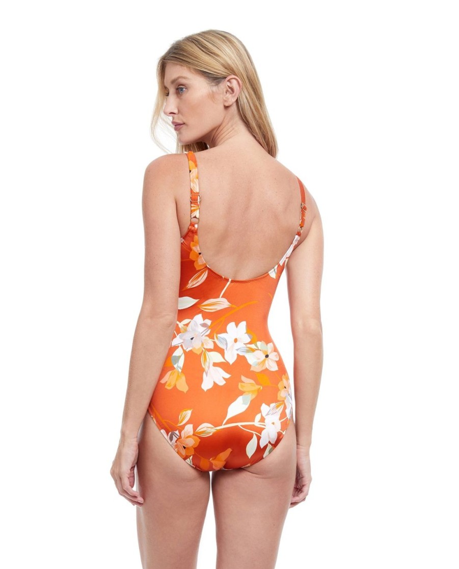 One Pieces Gottex | Gottex Amore Full Coverage Shaped Square Neck One Piece Swimsuit