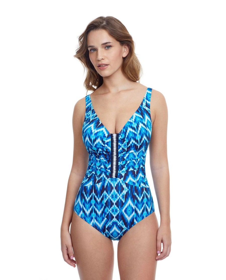 One Pieces Profile by Gottex | Profile By Gottex Ocean Blues V-Neck One Piece Swimsuit Profile Ocean Blues Blue