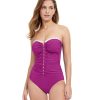 One Pieces Profile by Gottex | Profile By Gottex French Pleats Shirred Front Bandeau Strapless One Piece Swimsuit