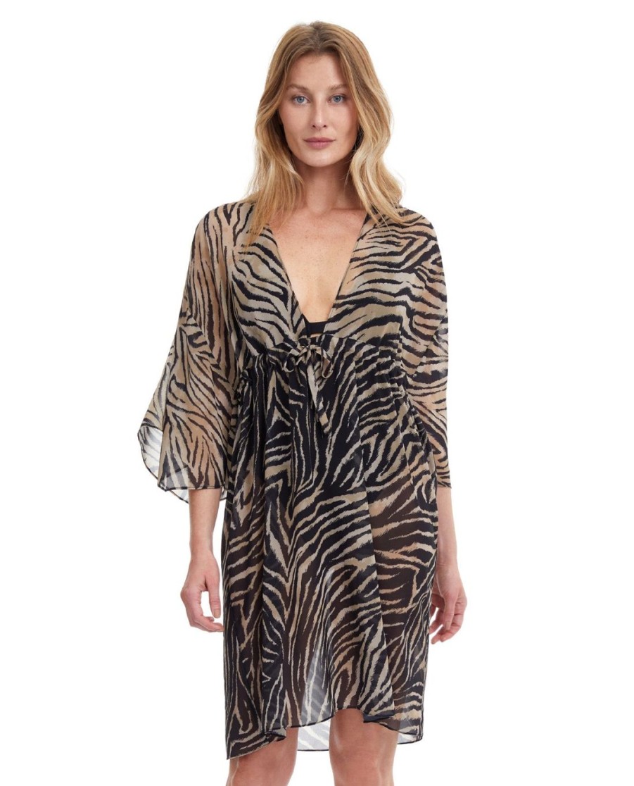 Cover Ups Gottex | Gottex Wildlife Deep V-Neck Cover Up Dress