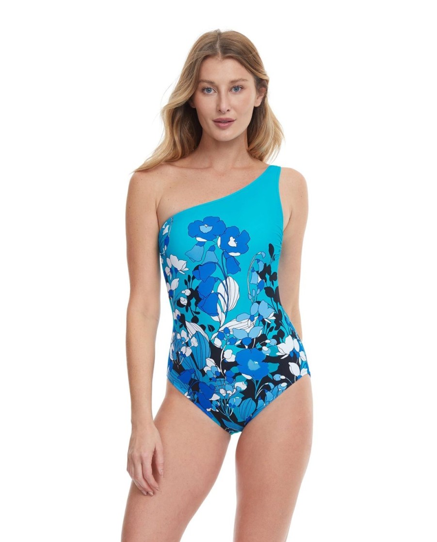 One Pieces Gottex | Gottex Floral Art One Shoulder One Piece Swimsuit