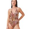 One Pieces Gottex Luma | Luma Resort Flower Surplice Halter One Piece Swimsuit Luma Resort Floras