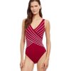 One Pieces Gottex | Gottex Embrace V-Neck Surplice One Piece Swimsuit Gottex Embrace Raspberry And White