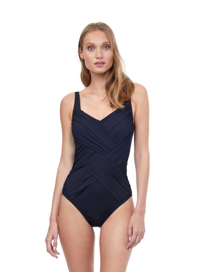 One Pieces Gottex | Gottex Lattice Square Neck One Piece Swimsuit