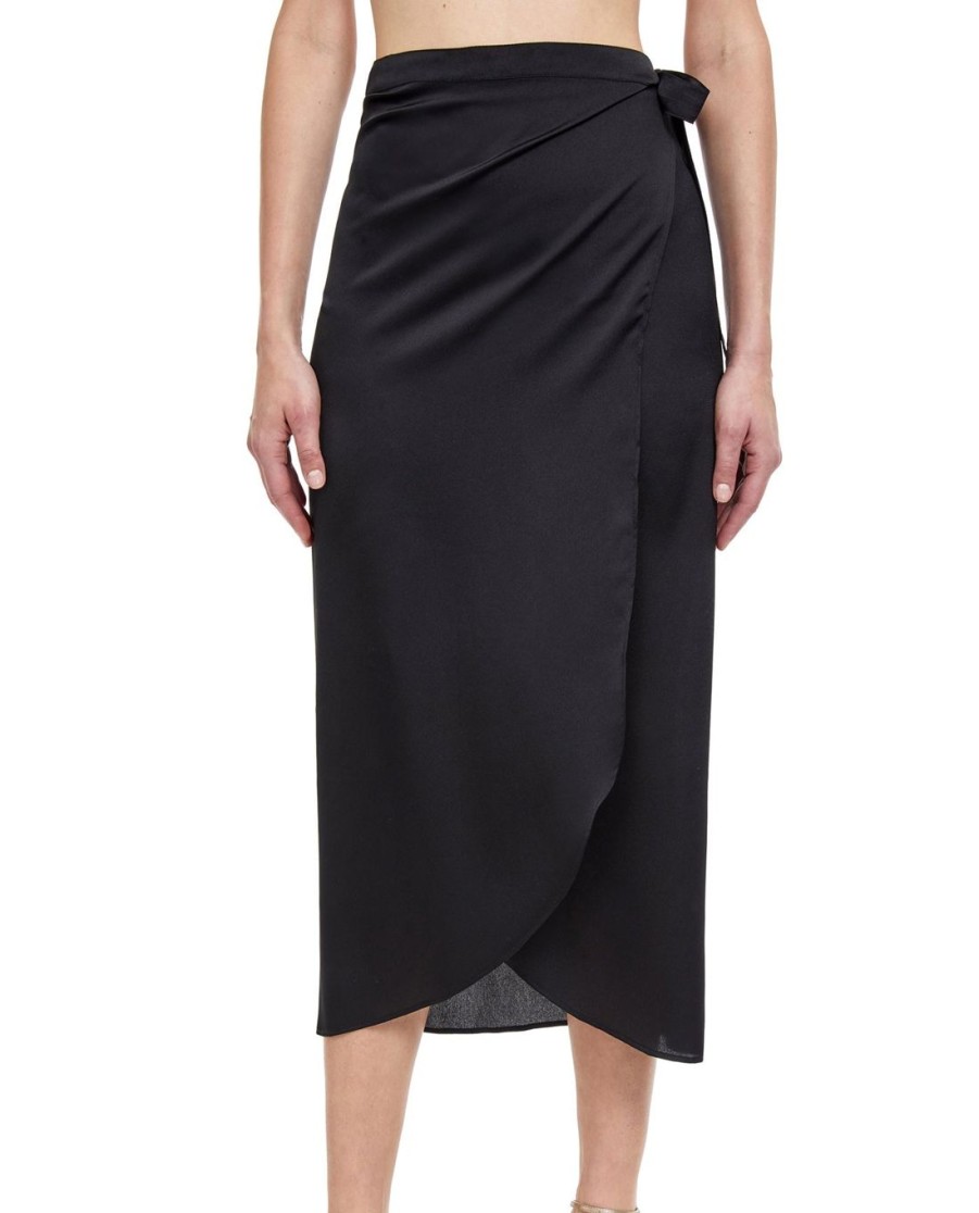 Cover Ups Gottex | Gottex Liv Sarong Style Skirt With Side Tie Gottex Liv Black