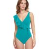 One Pieces Profile by Gottex | Profile By Gottex Tutti Frutti V-Neck Surplice Ruffle One Piece Swimsuit