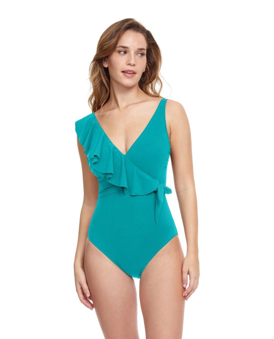 One Pieces Profile by Gottex | Profile By Gottex Tutti Frutti V-Neck Surplice Ruffle One Piece Swimsuit