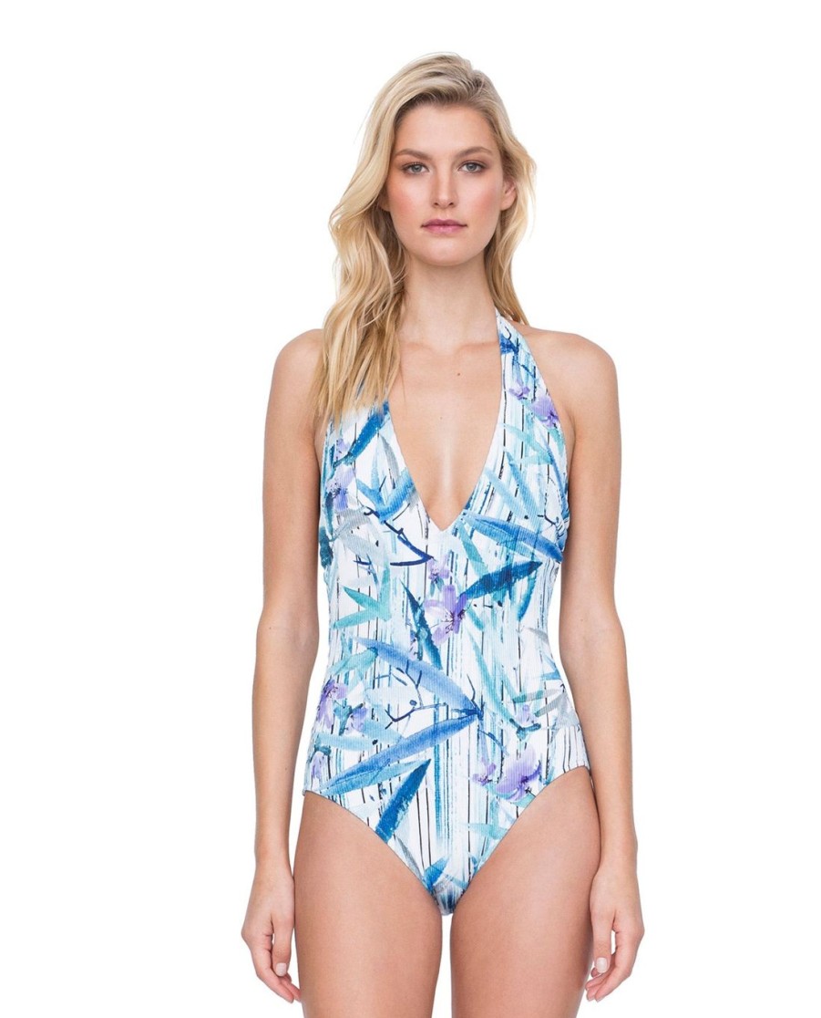 One Pieces Gottex | V-Neck Halter One Piece Swimsuit Gottex Exotic Paradise