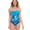 One Pieces Gottex | Gottex Floral Art Shaped Bandeau Strapless One Piece Swimsuit