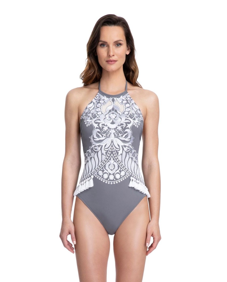 One Pieces Gottex | Gottex Couture Lyra High Neck Halter One Piece Swimsuit Gottex Lyra