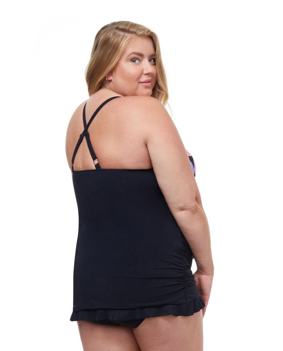 Plus Size Profile by Gottex | Profile By Gottex Color Rush Plus Size Underwire Halter Swimdress Profile Color Rush Black