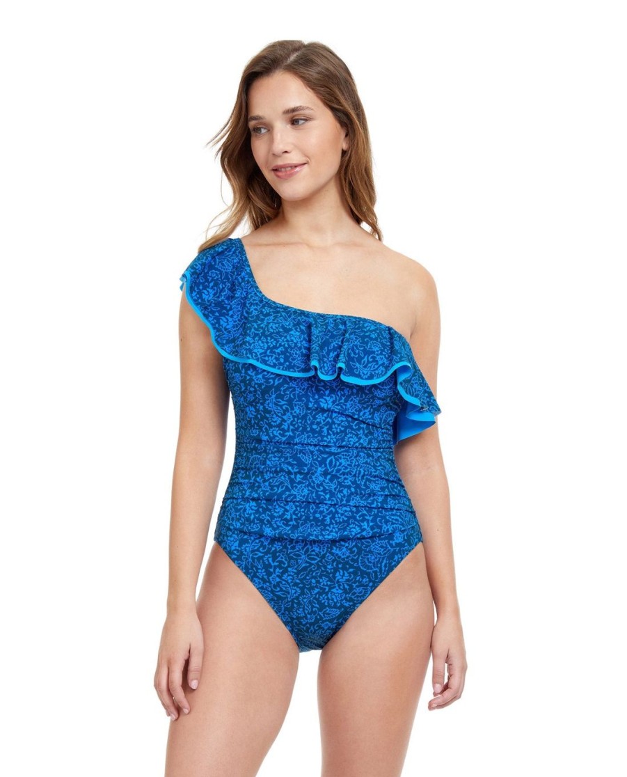 One Pieces Profile by Gottex | Profile By Gottex Mehndi Ruffle One Shoulder One Piece Swimsuit Profile Mehndi