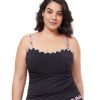 Plus Size Profile by Gottex | Profile By Gottex Pretty Wild Plus Size Shirred Underwire Tankini Top Profile Pretty Wild Black