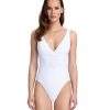 One Pieces Gottex | Gottex Couture Cassiopeia Ruching V-Neck Plunge One Piece Swimsuit