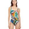 One Pieces Gottex | Full Coverage Square Neck One Piece Swimsuit Gottex Tribal Art