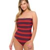 D-G Cup Gottex | Gottex Roses Are Red Dd-Cup Bandeau One Piece Swimsuit