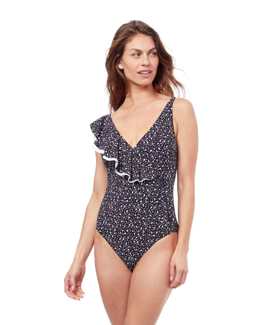 One Pieces Profile by Gottex | Profile By Gottex Bash V-Neck Surplice Ruffle One Piece Swimsuit Profile Bash