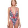 One Pieces Gottex Luma | Luma Shimmering Daisies V-Neck High Leg One Piece Swimsuit