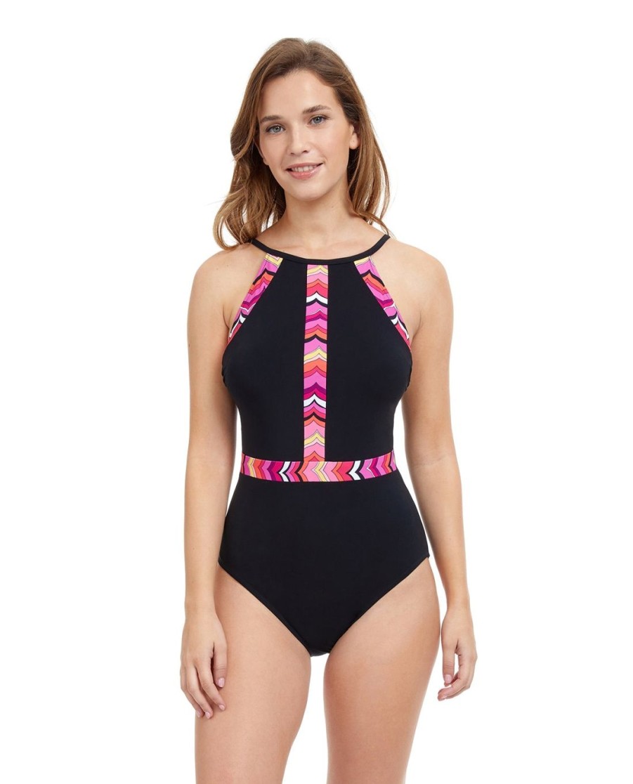 One Pieces Profile by Gottex | Profile By Gottex Palm Springs High Neck One Piece Swimsuit Profile Palm Springs Black