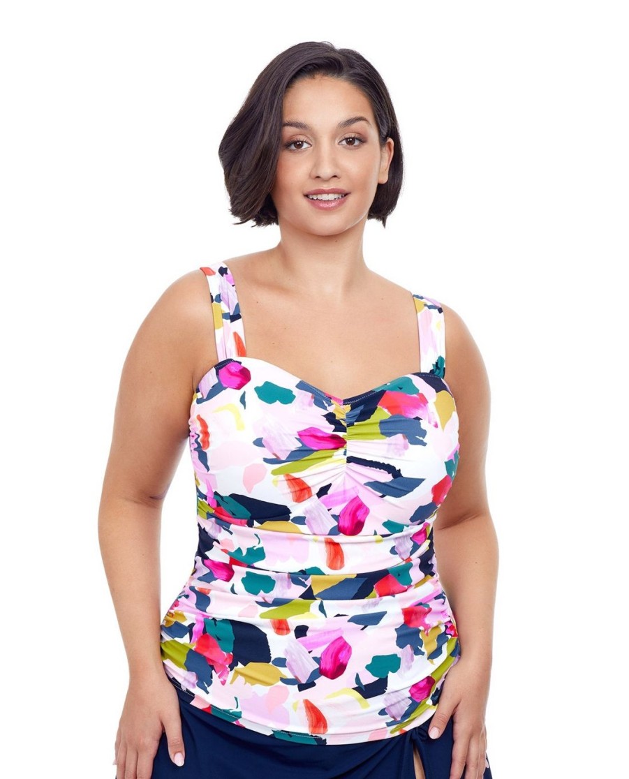 Plus Size Profile by Gottex | Profile By Gottex Canvas Plus Size Shirred Underwire Tankini Top Profile Canvas