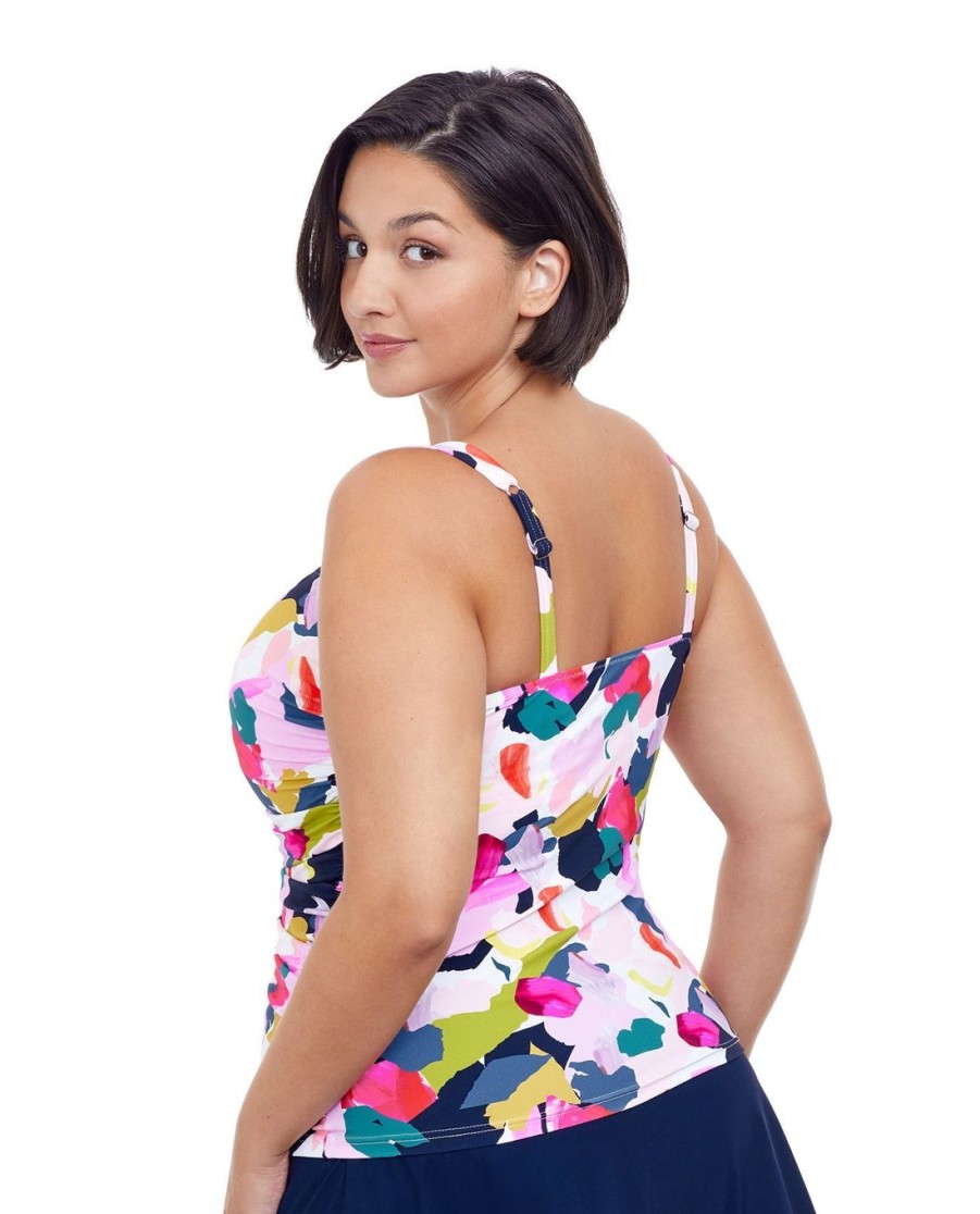 Plus Size Profile by Gottex | Profile By Gottex Canvas Plus Size Shirred Underwire Tankini Top Profile Canvas