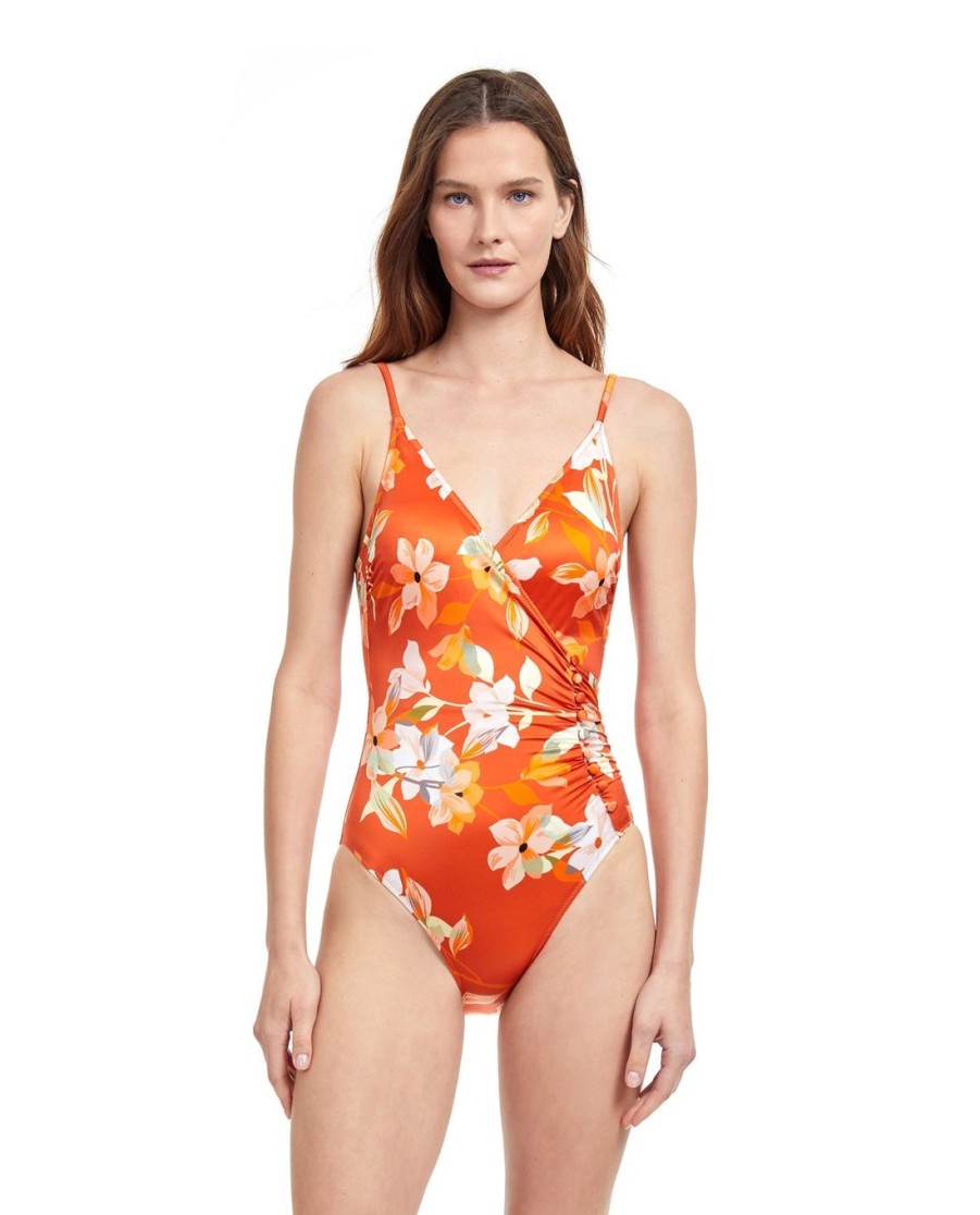 One Pieces Gottex | Gottex Amore V-Neck Surplice One Piece Swimsuit