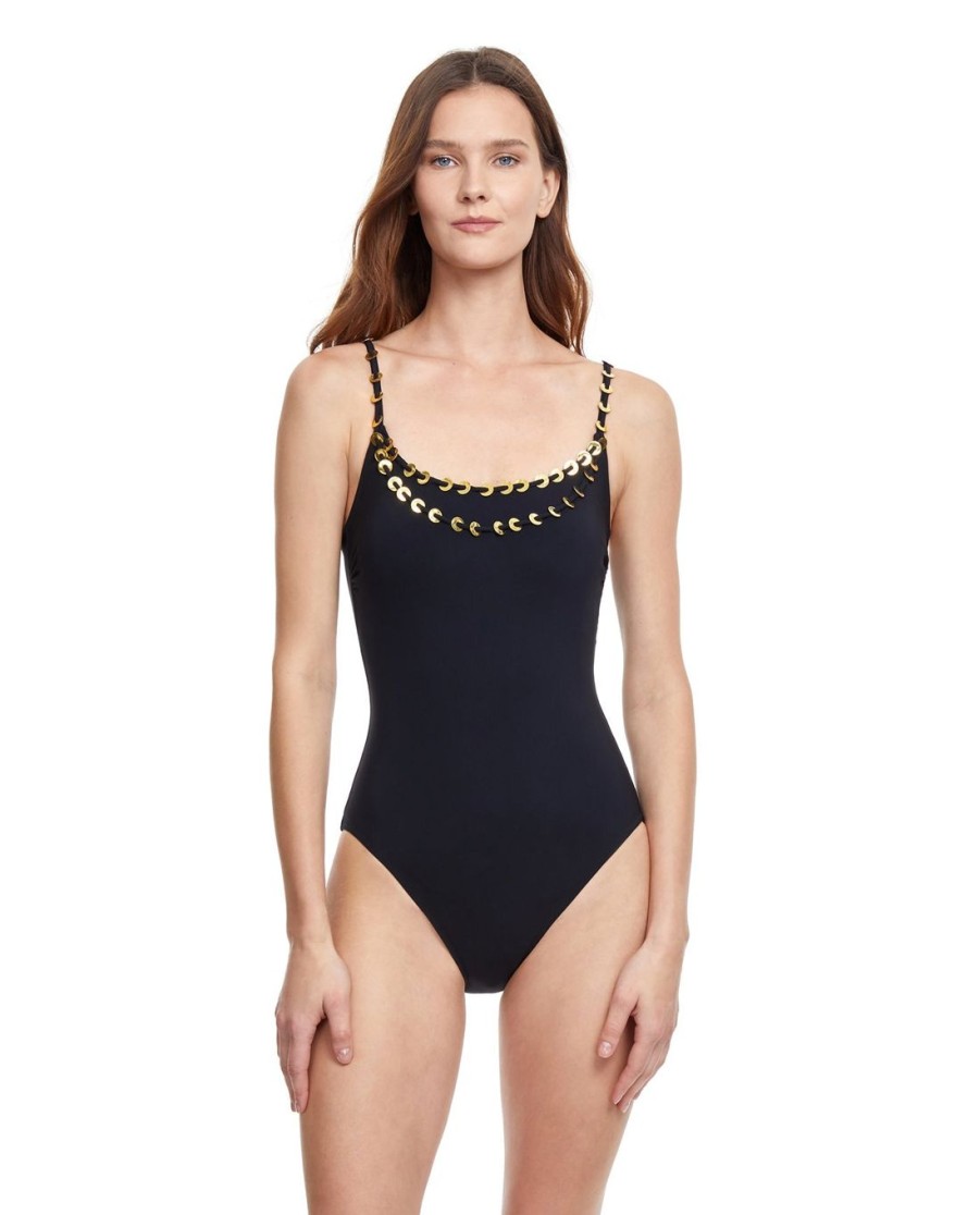 One Pieces Gottex | Gottex Golden Touch Round Neck One Piece Swimsuit