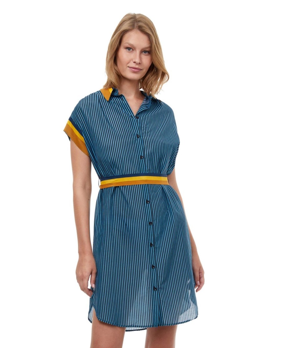 Cover Ups Gottex Luma | Luma Stripes Of Light Cover Up Shirt Dress With Tie