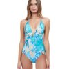 One Pieces Gottex | Gottex Golden Era Halter Triangle One Piece Swimsuit Gottex Golden Era Blue