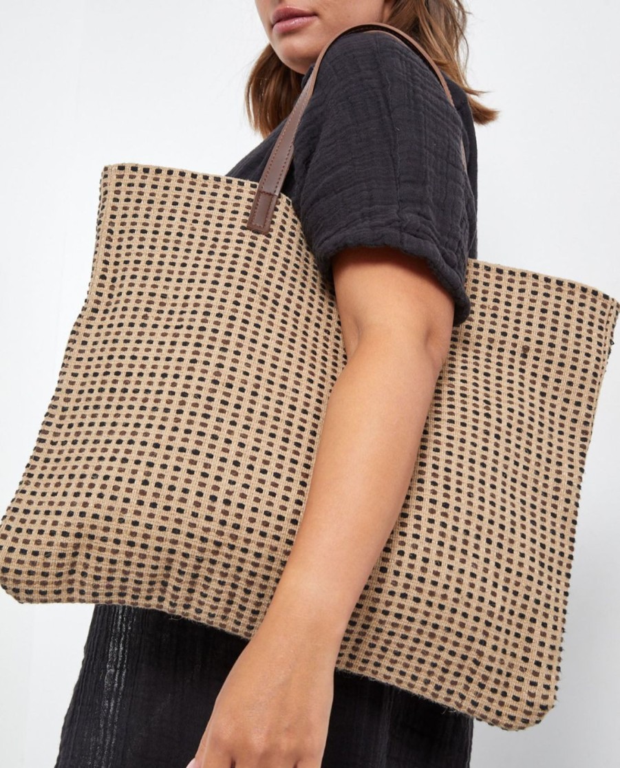 Accessories Gottex Accessories | Gottex Jute And Vegan Leather Bag