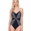 One Pieces Gottex | Full Coverage V-Neck Lingerie High Back One Piece Swimsuit Gottex Prism