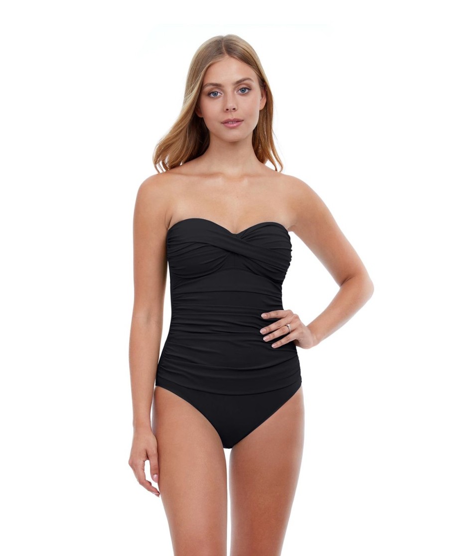 One Pieces Profile by Gottex | Profile By Gottex Tutti Frutti Shirred Front Bandeau Strapless One Piece Swimsuit