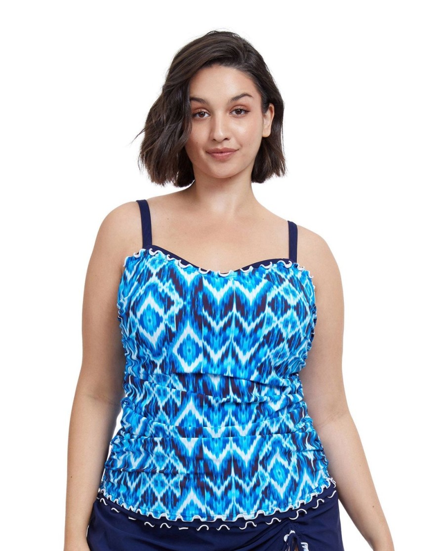 Plus Size Profile by Gottex | Profile By Gottex Ocean Blues Plus Size Shirred Underwire Tankini Top Profile Ocean Blues Blue