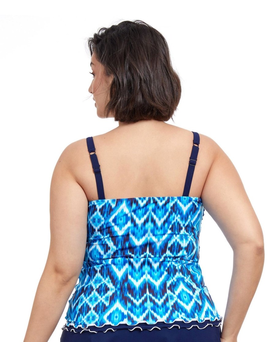 Plus Size Profile by Gottex | Profile By Gottex Ocean Blues Plus Size Shirred Underwire Tankini Top Profile Ocean Blues Blue