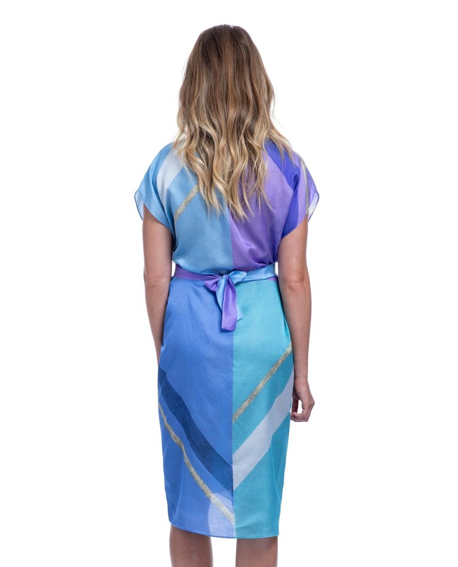 Cover Ups Gottex | Gottex Modern Art Belted Kimono Cover Up Gottex Modern Art Blue