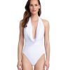 One Pieces Gottex | Gottex Cassiopeia Deep Plunge Halter One Piece Swimsuit Gottex Cassiopeia White