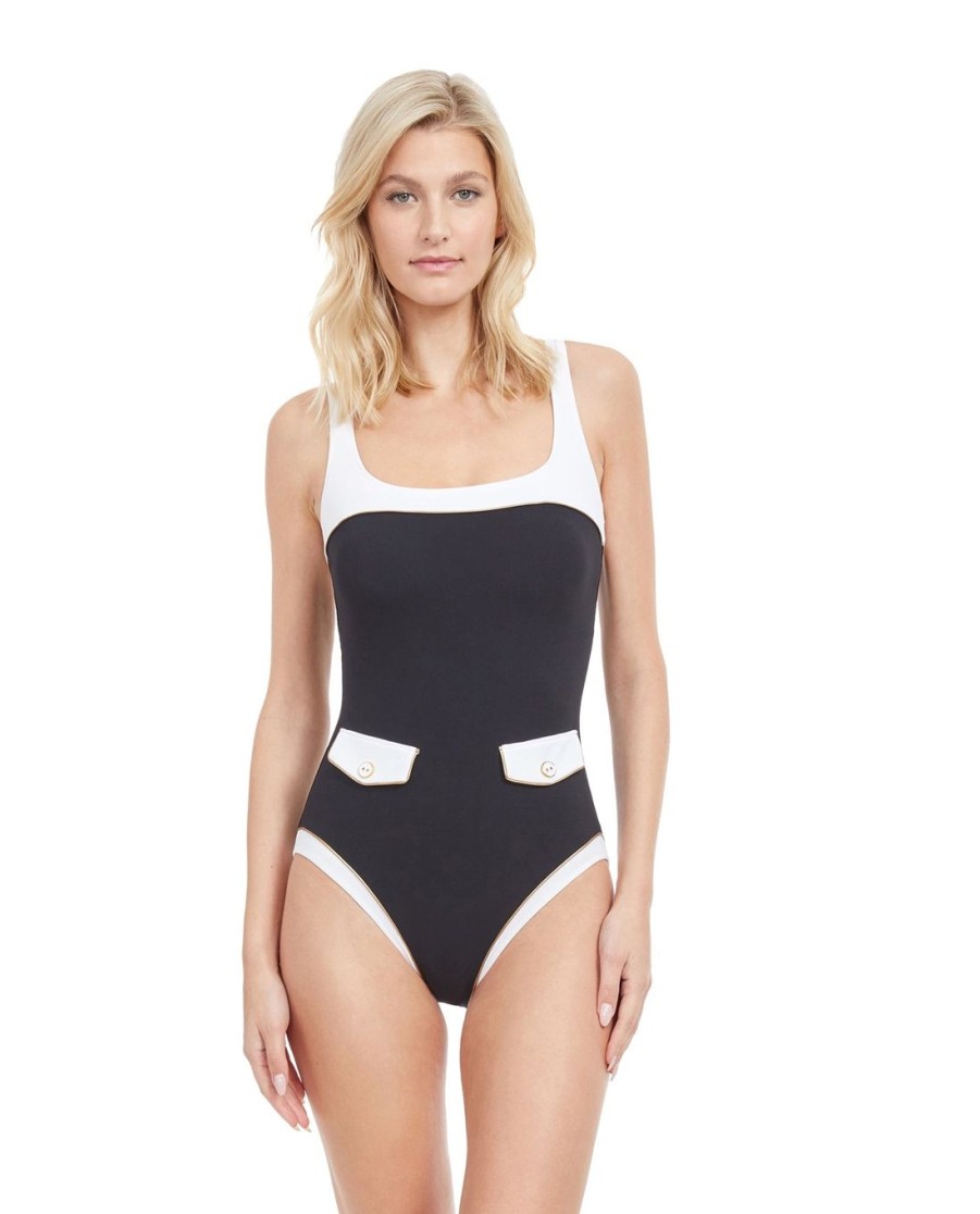 One Pieces Gottex | Gottex High Class Full Coverage Square Neck One Piece Swimsuit