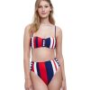 Bikinis Gottex | Gottex Chic Nautique Bandeau Bikini Top And High Waist Bikini Bottom Set Gottex Chic Nautique Navy And Red