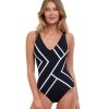 One Pieces Gottex | Gottex Full Coverage Mirage V-Neck One Piece Swimsuit