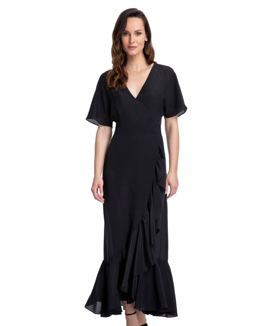 Cover Ups Gottex | Gottex Couture Andromeda Long Ruffle Surplice Cover Up Dress Gottex Andromeda