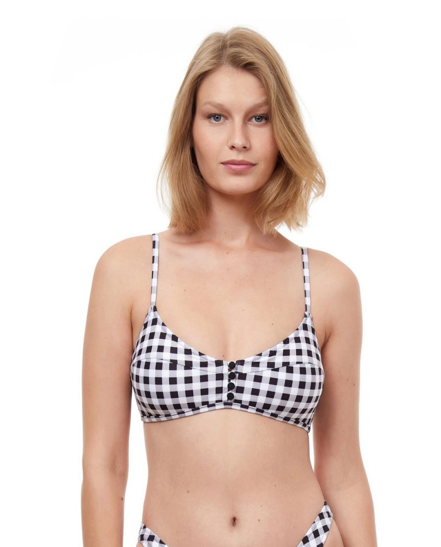 Bikinis Gottex Luma | Luma Retro Glow Bralette Bikini Top Luma Retro Glow Black And White