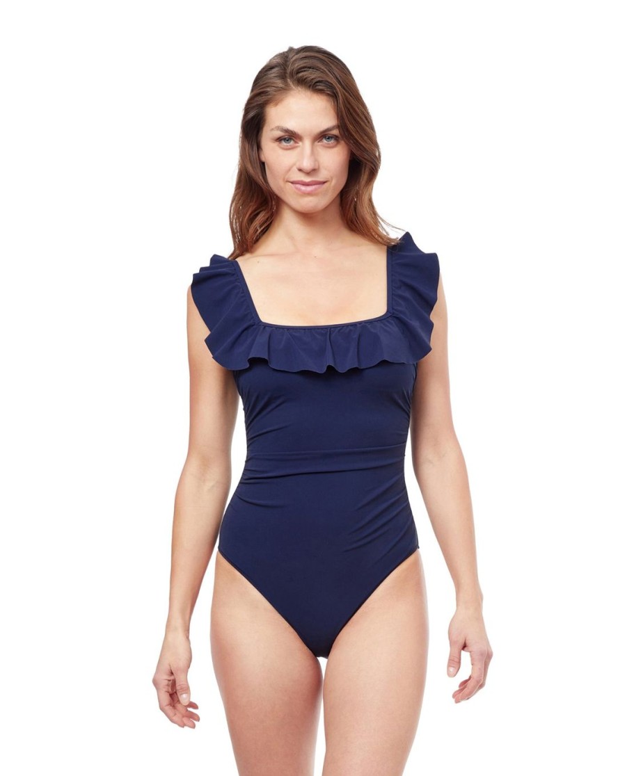 One Pieces Profile by Gottex | Profile By Gottex Tutti Frutti Square Neck Ruffle One Piece Swimsuit