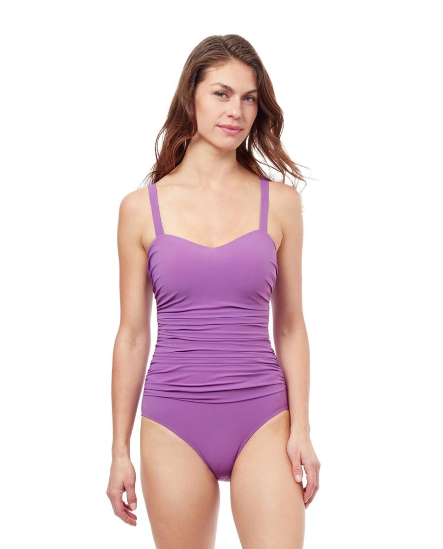 D-G Cup Profile by Gottex | Profile By Gottex Tutti Frutti D-Cup Scoop Neck Shirred Underwire One Piece Swimsuit