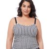 Plus Size Profile by Gottex | Profile By Gottex Enya Plus Size Shirred Underwire Tankini Top Profile Enya Black And White