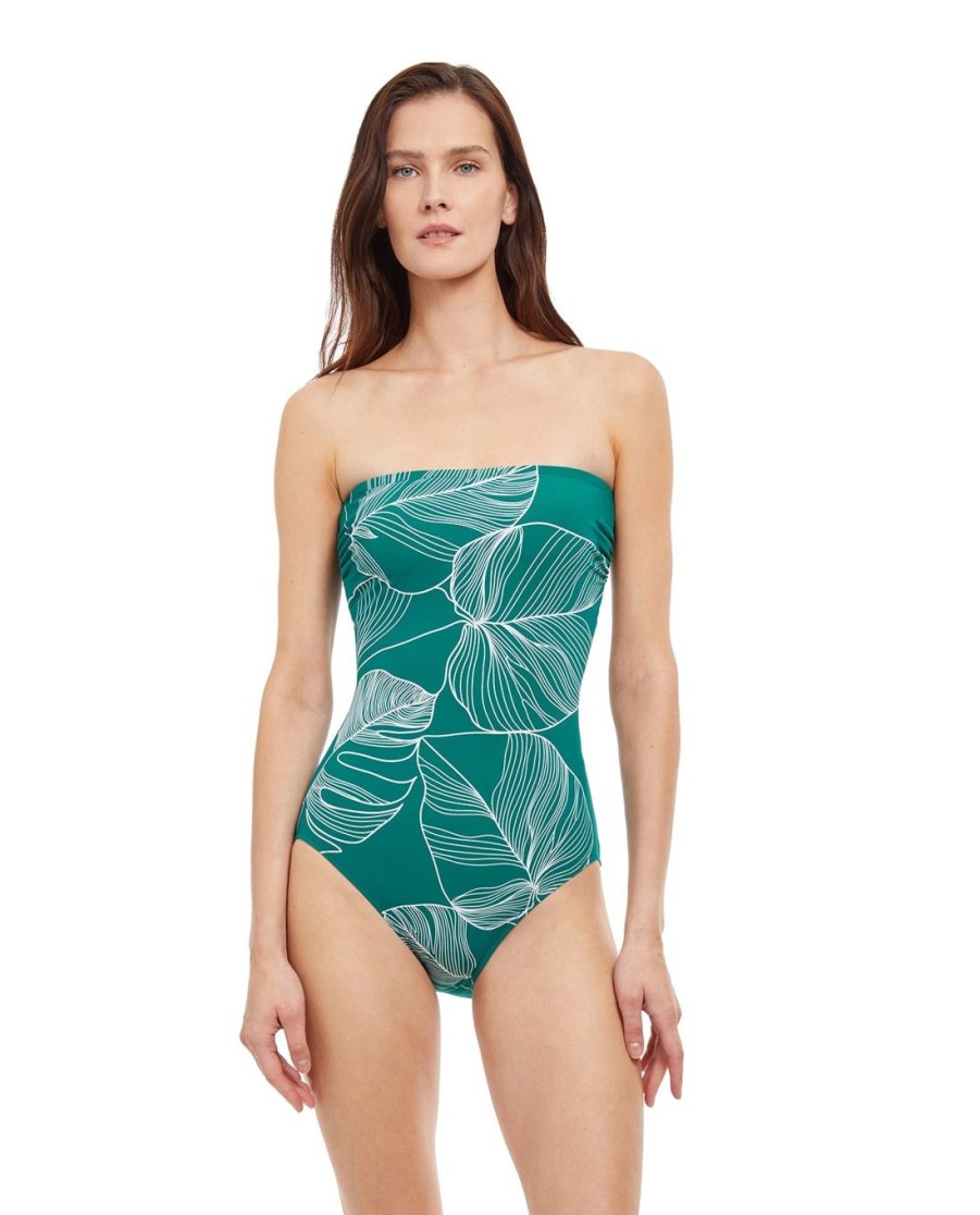 One Pieces Gottex | Gottex Natural Essence Bandeau Strapless One Piece Swimsuit