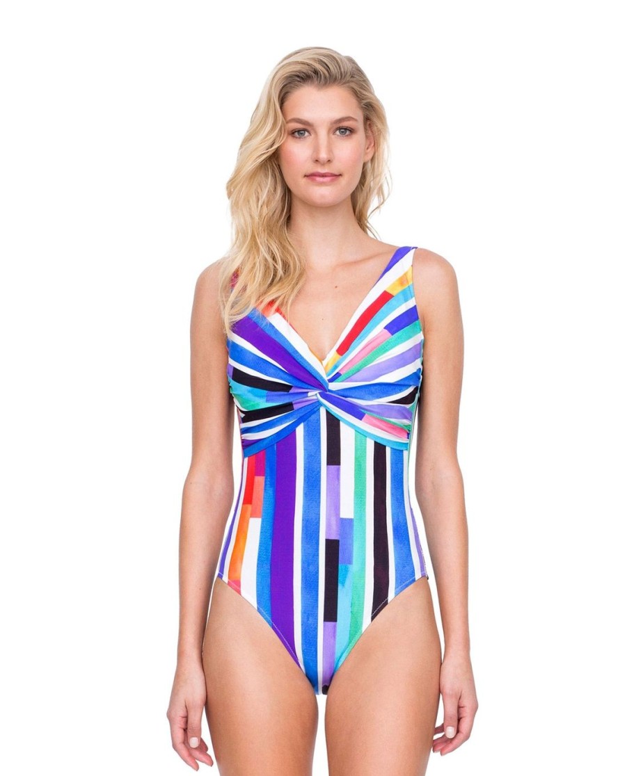 One Pieces Gottex | V-Neck Plunge One Piece Swimsuit Gottex Carnival