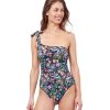 One Pieces Profile by Gottex | Profile By Gottex Flora Ruffle One Shoulder One Piece Swimsuit Profile Flora Black