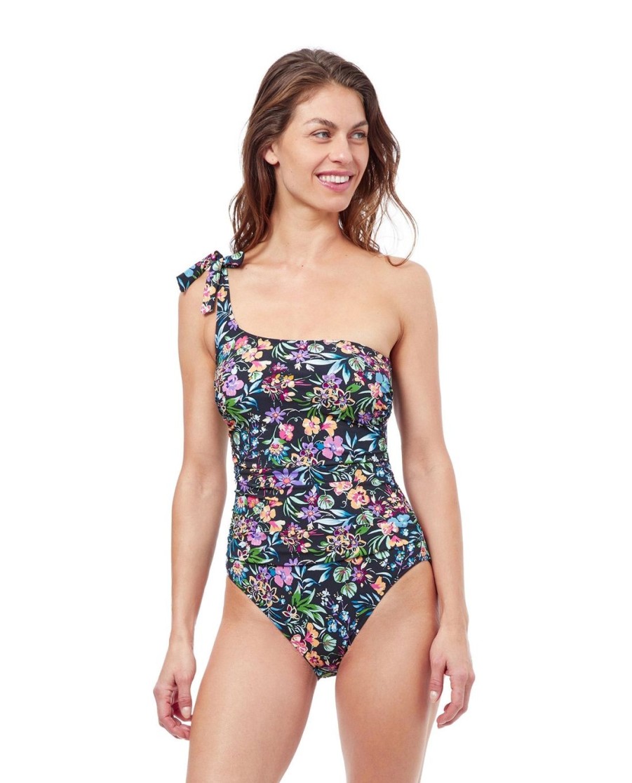 One Pieces Profile by Gottex | Profile By Gottex Flora Ruffle One Shoulder One Piece Swimsuit Profile Flora Black