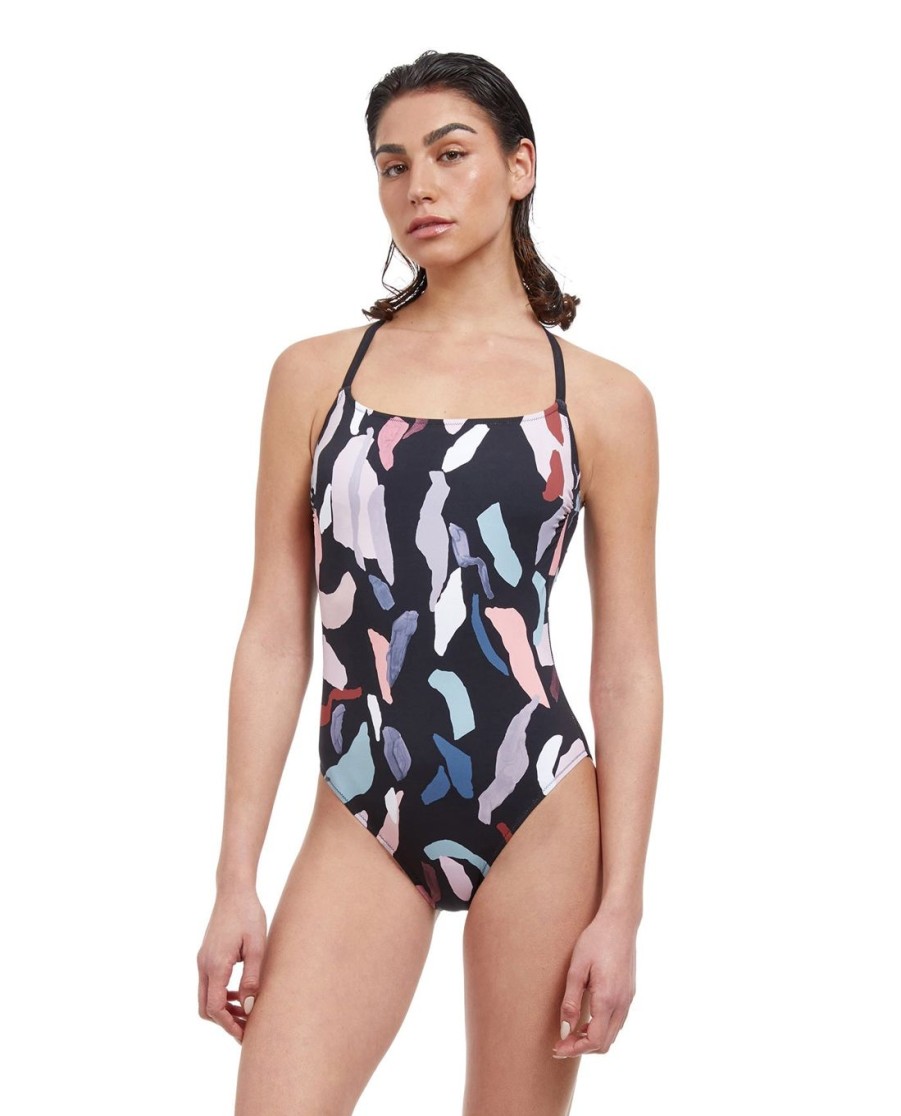 One Pieces Free Sport | Round Neck Strappy One Piece Swimsuit Free Sport Rocky