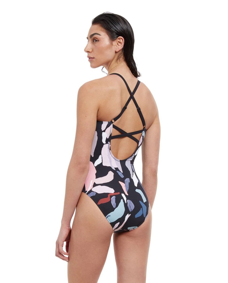 One Pieces Free Sport | Round Neck Strappy One Piece Swimsuit Free Sport Rocky